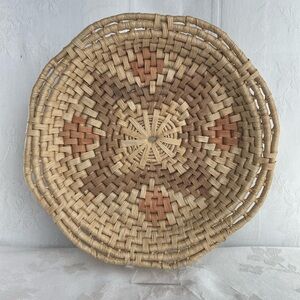 Vintage Woven Ceremonial Wedding Basket Tray Southwestern Boho Scalloped 12”